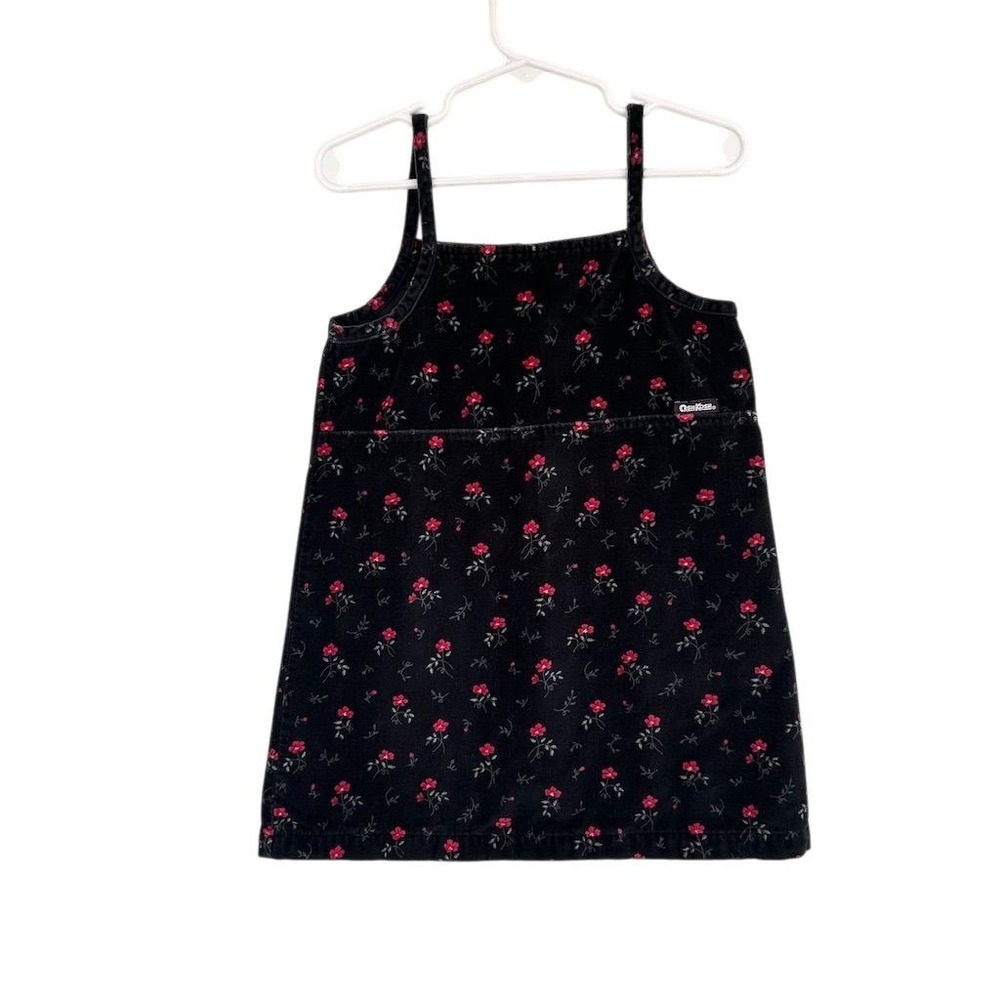 VTG Y2K USA Made OshKosh B'gosh Corduroy Floral Whimsigoth Pinafore Dress Sz 5
